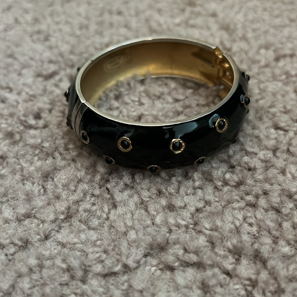 J Crew back and gold bangle bracelet